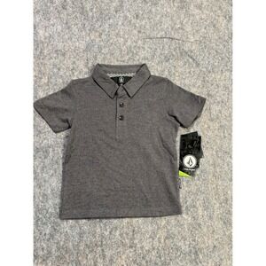 Volcom Kids Gray 2T Short Sleeve Button Down Collar Polo Shirt Toddler